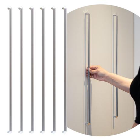 6 Puxadores Para Guarda Roupas Grande Porta Armário 608mm - Meu Puxador Menor preço em 6 Puxadores Para Guarda Roupas Grande Porta Armário 608mm - Meu Puxador