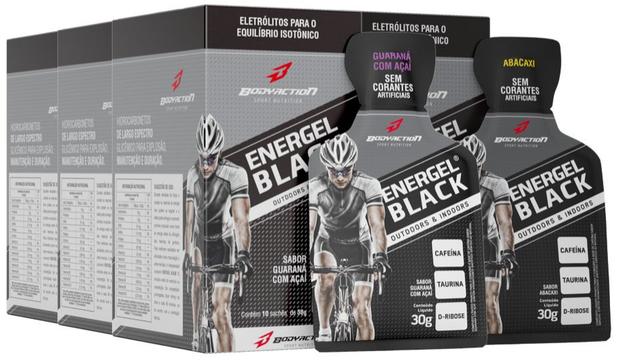 6x Gel Energel Black Cx 10 Sachês - 60 Sachês - Bodyaction Menor preço em 6x Gel Energel Black Cx 10 Sachês - 60 Sachês - Bodyaction