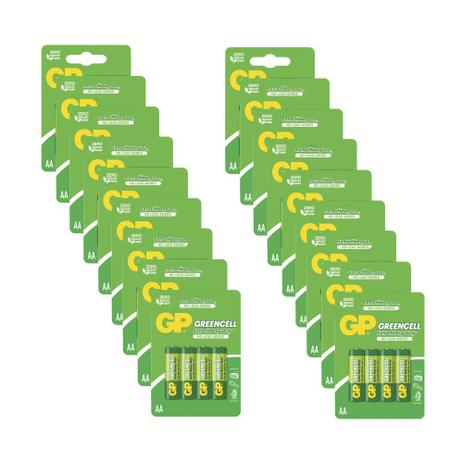 Menor preço em 72 pilhas GP Batteries Greencell Zinco Carvão  AA 15GKC-C4X18