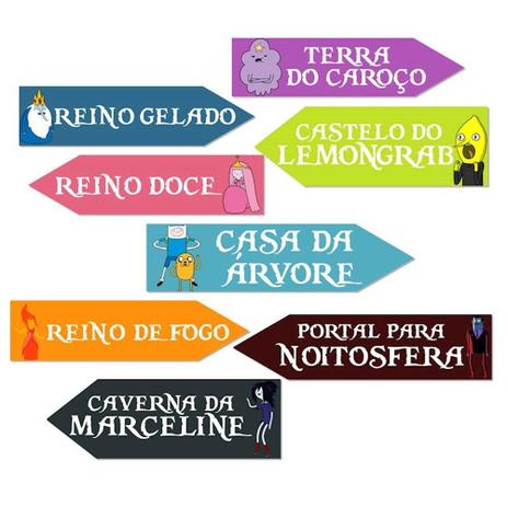 A1-Kit Placas Lugares Hora de Aventura c/ 08 unidades - Vem festejar Menor preço em A1-Kit Placas Lugares Hora de Aventura c/ 08 unidades - Vem festejar