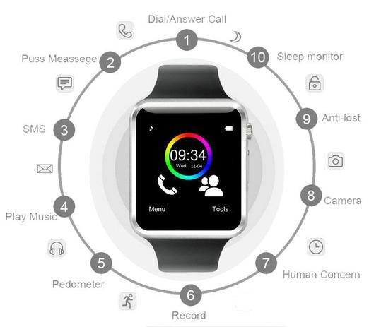 A1 Relógio Smartwatch Android, Notificações, Camera, Bluetooth - Smart watch Menor preço em A1 Relógio Smartwatch Android, Notificações, Camera, Bluetooth - Smart watch
