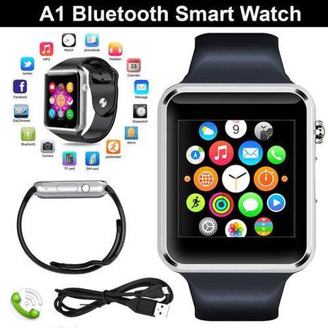 A1 Smartwatch Relógio Android, Notificações Bluetooth, Camera - Preto - Smart watch Menor preço em A1 Smartwatch Relógio Android, Notificações Bluetooth, Camera - Preto - Smart watch