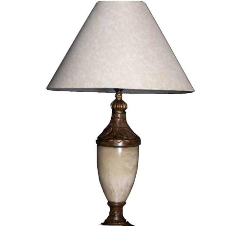Abajur Clássico em Resina Branca Base em Madeira - Prime home decor Menor preço em Abajur Clássico em Resina Branca Base em Madeira - Prime home decor