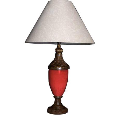 Abajur Clássico em Resina Vermelha Base em Madeira - Prime home decor Menor preço em Abajur Clássico em Resina Vermelha Base em Madeira - Prime home decor