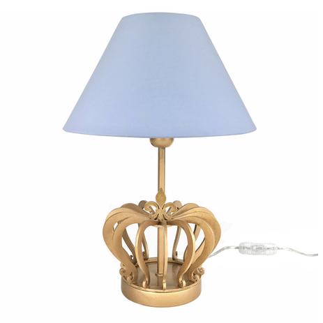 Abajur Coroa Dourada Cúpula Azul Quarto Bebê Infantil Menino - Potinho de mel Menor preço em Abajur Coroa Dourada Cúpula Azul Quarto Bebê Infantil Menino - Potinho de mel