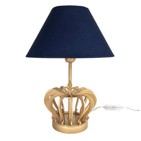 Abajur Coroa Dourada Cúpula Marinho Quarto Bebê Infantil Menino - Potinho de mel Menor preço em Abajur Coroa Dourada Cúpula Marinho Quarto Bebê Infantil Menino - Potinho de mel