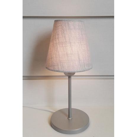 Abajur de Mesa Md-2005 Base Aluminio Cinza Cupula em Tecido Cone Cinza - Vivare iluminação Menor preço em Abajur de Mesa Md-2005 Base Aluminio Cinza Cupula em Tecido Cone Cinza - Vivare iluminação