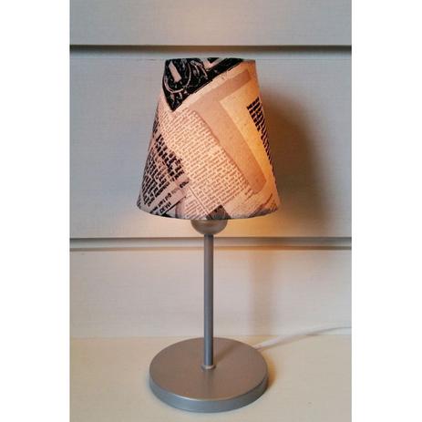 Abajur de Mesa Md-2005 Base Aluminio Cinza Cupula em Tecido Cone Jornal - Vivare iluminação Menor preço em Abajur de Mesa Md-2005 Base Aluminio Cinza Cupula em Tecido Cone Jornal - Vivare iluminação