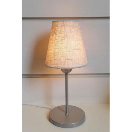 Abajur de Mesa Md-2005 Base Aluminio Cinza Cupula em Tecido Cone Rustico Bege - Vivare iluminação Menor preço em Abajur de Mesa Md-2005 Base Aluminio Cinza Cupula em Tecido Cone Rustico Bege - Vivare iluminação