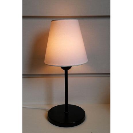 Abajur de Mesa Md-2005 Base Aluminio Preto Cupula em Tecido Cone Branca - Vivare iluminação Menor preço em Abajur de Mesa Md-2005 Base Aluminio Preto Cupula em Tecido Cone Branca - Vivare iluminação