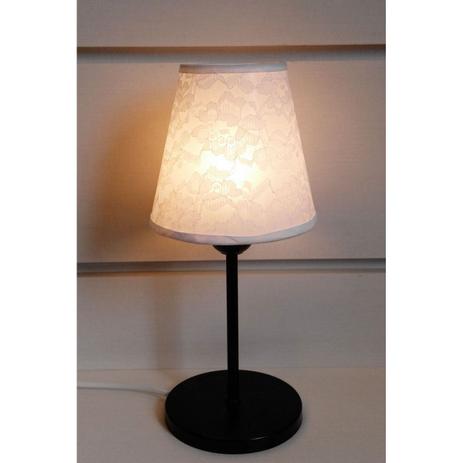 Abajur de Mesa Md-2005 Base Aluminio Preto Cupula em Tecido Cone Estampada - Vivare iluminação Menor preço em Abajur de Mesa Md-2005 Base Aluminio Preto Cupula em Tecido Cone Estampada - Vivare iluminação