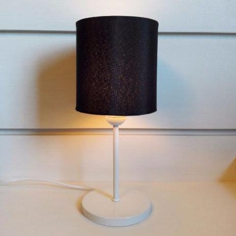 Abajur de Mesa Md-2010 Base Branca Cupula Tecido Cilindrica 14x15cm Preto - Vivare iluminação Menor preço em Abajur de Mesa Md-2010 Base Branca Cupula Tecido Cilindrica 14x15cm Preto - Vivare iluminação