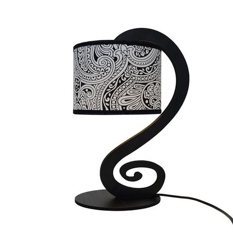 Abajur Silhouette Arabesco Crie Casa Branco e Preto Menor preço em Abajur Silhouette Arabesco Crie Casa Branco e Preto