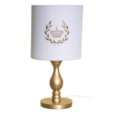 Abajur Torneado Dourado Corôa Louros Quarto Bebê Infantil Menina Menino - Potinho de mel Menor preço em Abajur Torneado Dourado Corôa Louros Quarto Bebê Infantil Menina Menino - Potinho de mel