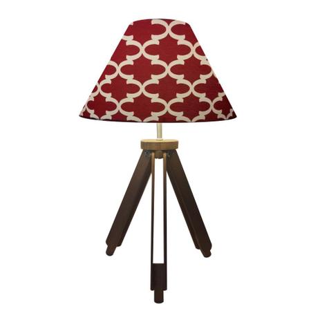 Abajur Tripe Madeira Md-2023 Cupula Tecido 25/15x40cm Estampa Vermelha - Vivare iluminação Menor preço em Abajur Tripe Madeira Md-2023 Cupula Tecido 25/15x40cm Estampa Vermelha - Vivare iluminação