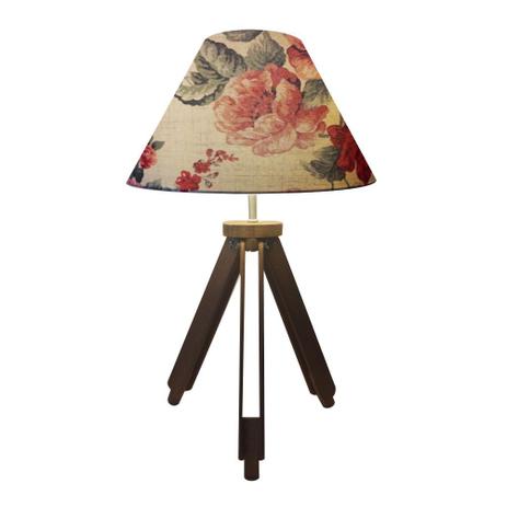 Abajur Tripe Madeira Md-2023 Cupula Tecido 25/15x40cm Flor Vermelha - Vivare iluminação Menor preço em Abajur Tripe Madeira Md-2023 Cupula Tecido 25/15x40cm Flor Vermelha - Vivare iluminação