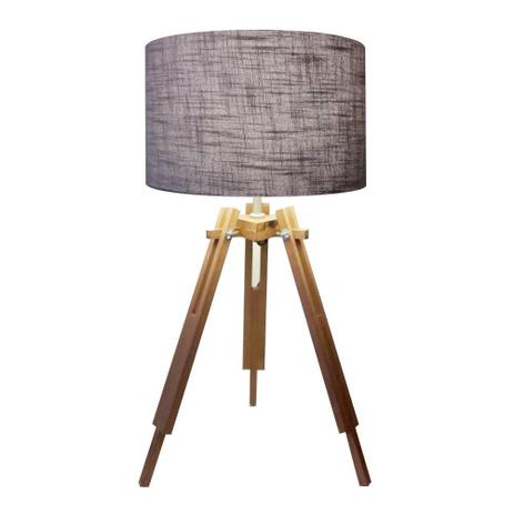 Abajur Tripe Madeira Md-2024 Cupula Tecido 30x25cm Cinza - Vivare iluminação Menor preço em Abajur Tripe Madeira Md-2024 Cupula Tecido 30x25cm Cinza - Vivare iluminação