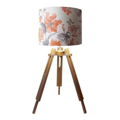 Abajur Tripe Madeira Md-2024 Cupula Tecido 30x25cm Flor Laranja - Vivare iluminação Menor preço em Abajur Tripe Madeira Md-2024 Cupula Tecido 30x25cm Flor Laranja - Vivare iluminação