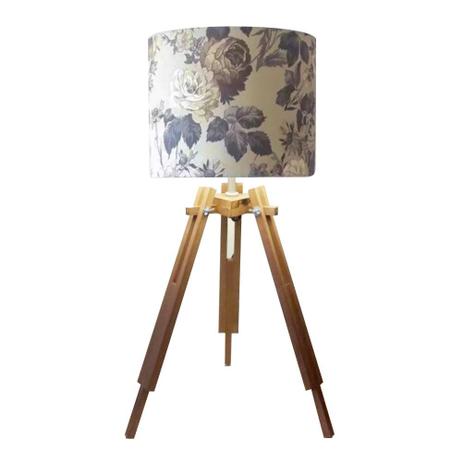 Abajur Tripe Madeira Md-2024 Cupula Tecido 30x25cm Floral Bege - Vivare iluminação Menor preço em Abajur Tripe Madeira Md-2024 Cupula Tecido 30x25cm Floral Bege - Vivare iluminação