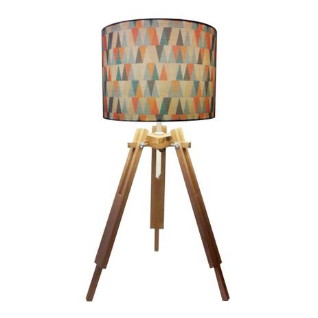 Abajur Tripe Madeira Md-2024 Cupula Tecido 30x25cm Piramides - Vivare iluminação Menor preço em Abajur Tripe Madeira Md-2024 Cupula Tecido 30x25cm Piramides - Vivare iluminação