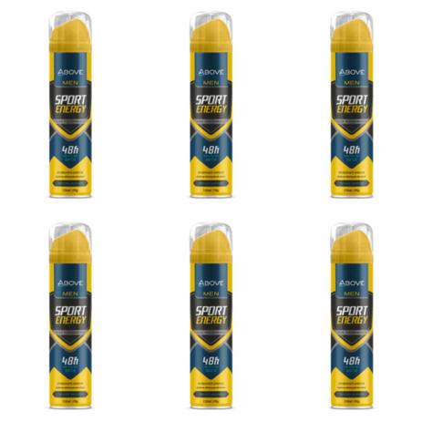 Above Men Sport Energy Desodorante Aerosol 48h 150ml (Kit C/06) Menor preço em Above Men Sport Energy Desodorante Aerosol 48h 150ml (Kit C/06)