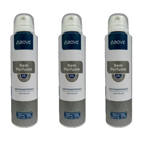 Above S/ Perfume Desodorante Aerosol 48h Antitranspirante 150ml (Kit C/03) Menor preço em Above S/ Perfume Desodorante Aerosol 48h Antitranspirante 150ml (Kit C/03)