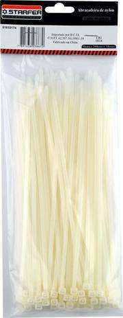 Abraçadeira Nylon Branca 200 X 2,5 Starfer Com 100 Un. Menor preço em Abraçadeira Nylon Branca 200 X 2,5 Starfer Com 100 Un.