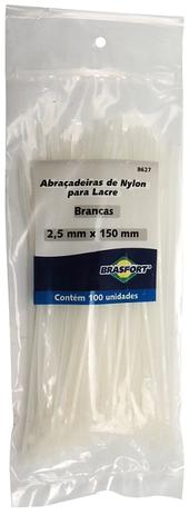 Abraçadeira Nylon Branco 2,5mm x 150mm com 100 unidades - Brasfort Menor preço em Abraçadeira Nylon Branco 2,5mm x 150mm com 100 unidades - Brasfort