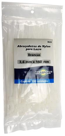 Abraçadeira Nylon Branco 3,6mm x 150mm com 100 unidades - Brasfort Menor preço em Abraçadeira Nylon Branco 3,6mm x 150mm com 100 unidades - Brasfort