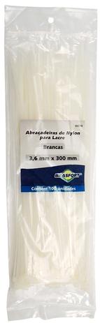 Abraçadeira Nylon Branco 3,6mm x 300mm com 100 unidades - Brasfort Menor preço em Abraçadeira Nylon Branco 3,6mm x 300mm com 100 unidades - Brasfort