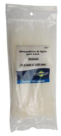 Abraçadeira Nylon Branco 4,8mm x 200mm com 100 unidades - Brasfort Menor preço em Abraçadeira Nylon Branco 4,8mm x 200mm com 100 unidades - Brasfort