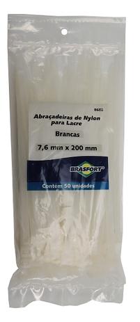 Abraçadeira Nylon Branco 7,6mm x 200mm com 50 unidades - Brasfort Menor preço em Abraçadeira Nylon Branco 7,6mm x 200mm com 50 unidades - Brasfort