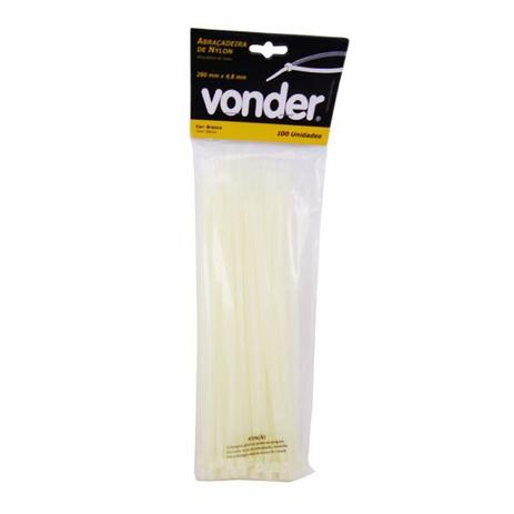 Abraçadeiras De Nylon 100 Un. 280 x 4,8 mm Branca Vonder Menor preço em Abraçadeiras De Nylon 100 Un. 280 x 4,8 mm Branca Vonder