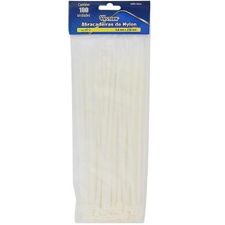 Abraçadeiras De Nylon Branca 4,8mm X 250mm Com 100 Unidades 127-3 Western Menor preço em Abraçadeiras De Nylon Branca 4,8mm X 250mm Com 100 Unidades 127-3 Western