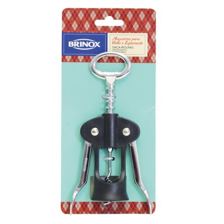 Abridor Saca-Rolhas em Aço Inox com Cabo Preto para Vinhos e Espumantes Ref. 2301/311 Brinox Menor preço em Abridor Saca-Rolhas em Aço Inox com Cabo Preto para Vinhos e Espumantes Ref. 2301/311 Brinox