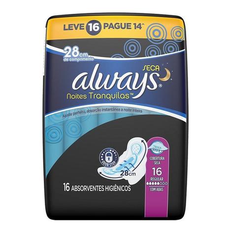 Absorvente Always Active Noturno Seca Com Abas Leve 16 Pague 14 Menor preço em Absorvente Always Active Noturno Seca Com Abas Leve 16 Pague 14
