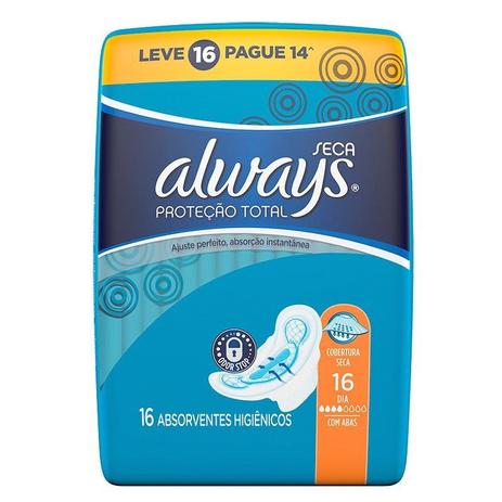 Absorvente Always Active Seca Com Abas Leve 16 Pague 14 Menor preço em Absorvente Always Active Seca Com Abas Leve 16 Pague 14