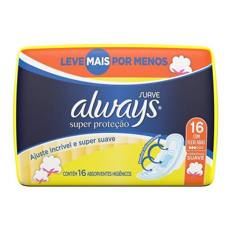 Absorvente Always Básico Suave Com Abas Com 16 Unidades Menor preço em Absorvente Always Básico Suave Com Abas Com 16 Unidades