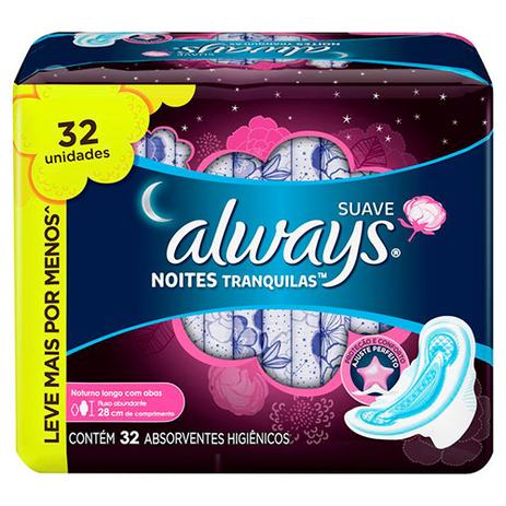 Absorvente Always Pink Noturno Abas 32 Unidades Menor preço em Absorvente Always Pink Noturno Abas 32 Unidades