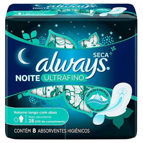 Absorvente Always Ultrafino Noite Seca com Abas 8 Unidades Menor preço em Absorvente Always Ultrafino Noite Seca com Abas 8 Unidades