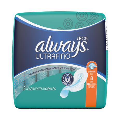 Absorvente Always Ultrafino Seca com Abas 8 Unidades Menor preço em Absorvente Always Ultrafino Seca com Abas 8 Unidades