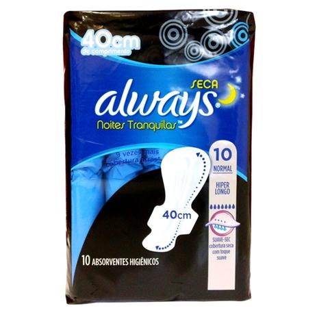 Absorvente com abas always c/10 suave e seca noturno - Sem marca Menor preço em Absorvente com abas always c/10 suave e seca noturno - Sem marca