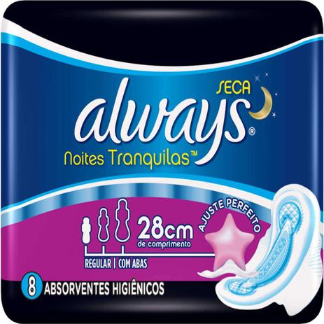 Absorvente com abas always c/8 proteção total active noturno - Sem marca Menor preço em Absorvente com abas always c/8 proteção total active noturno - Sem marca