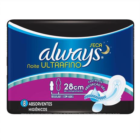 Absorvente com abas always c/8 ultrafino noturno - Sem marca Menor preço em Absorvente com abas always c/8 ultrafino noturno - Sem marca