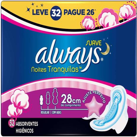 Absorvente com abas always pink noturno leve 32 pague 28 - Sem marca Menor preço em Absorvente com abas always pink noturno leve 32 pague 28 - Sem marca