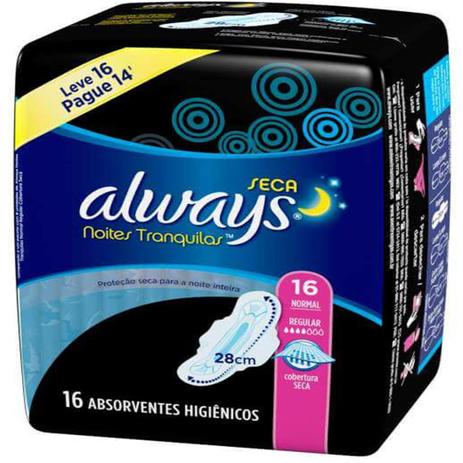 Absorvente com abas always proteção total noturno leve 16 pague 14 - Sem marca Menor preço em Absorvente com abas always proteção total noturno leve 16 pague 14 - Sem marca