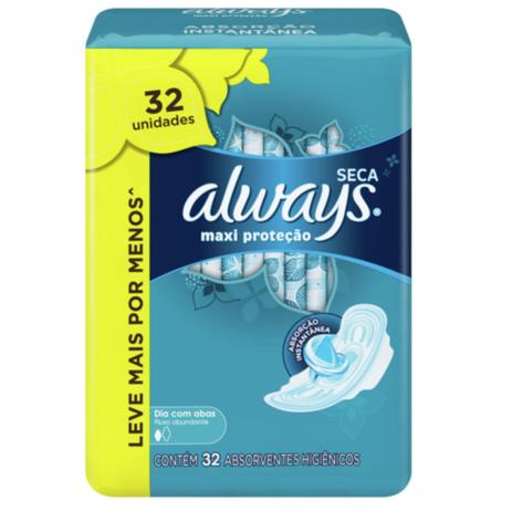 Absorvente com abas always proteção total seca - Sem marca Menor preço em Absorvente com abas always proteção total seca - Sem marca