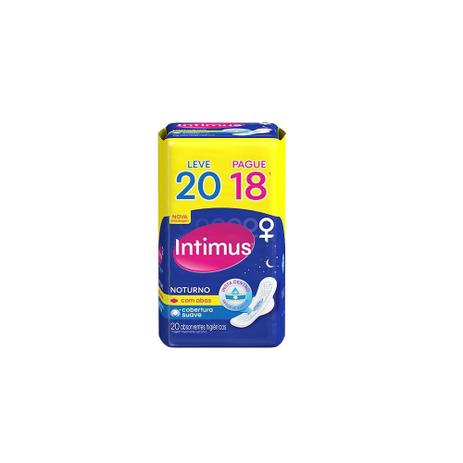 Absorvente Externo Intimus Noturno Suave com Abas Leve 20 Pague 18 - 20 unidades Menor preço em Absorvente Externo Intimus Noturno Suave com Abas Leve 20 Pague 18 - 20 unidades