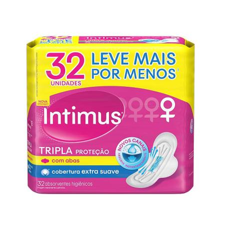 Absorvente Externo Intimus Tripla Proteção Suave com Abas - 32 unidades Menor preço em Absorvente Externo Intimus Tripla Proteção Suave com Abas - 32 unidades