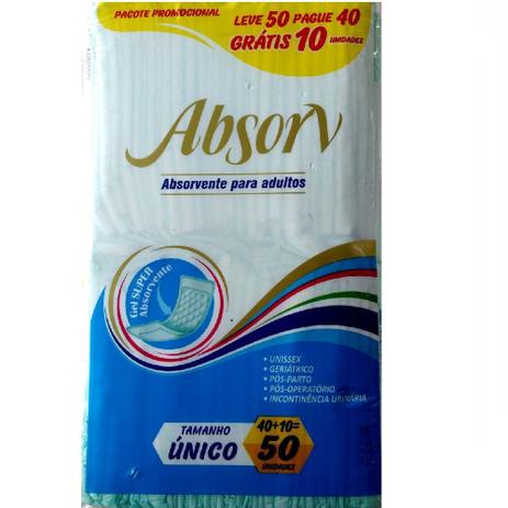 Absorvente geriatrico absorv c/50 unid. Menor preço em Absorvente geriatrico absorv c/50 unid.